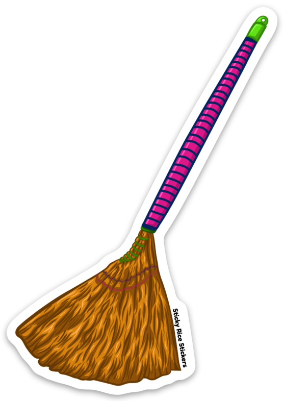 Asian Straw Broom - Sticker