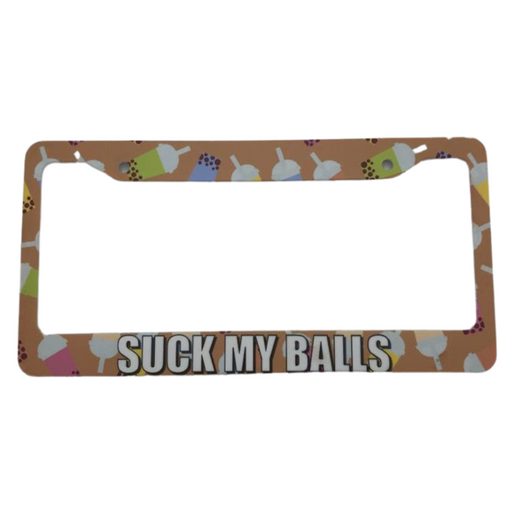 License Plate - SUCK MY BALLS - BROWN