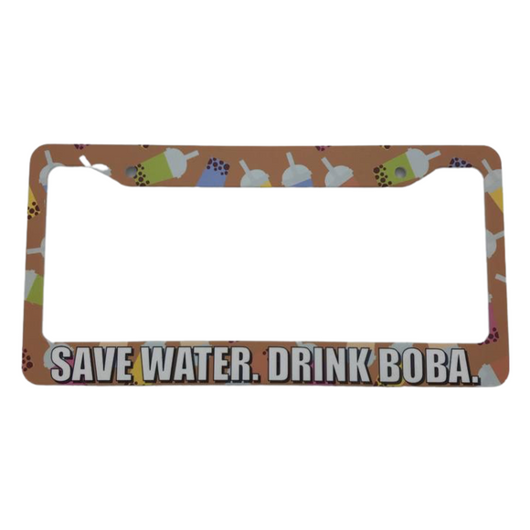 License Plate - SAVE WATER. DRINK BOBA. - BROWN